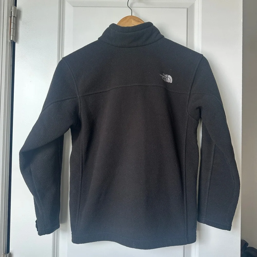 The North Face Boys Black Full Zip Fleece Jacket Mock Neck Size Medium 10/12